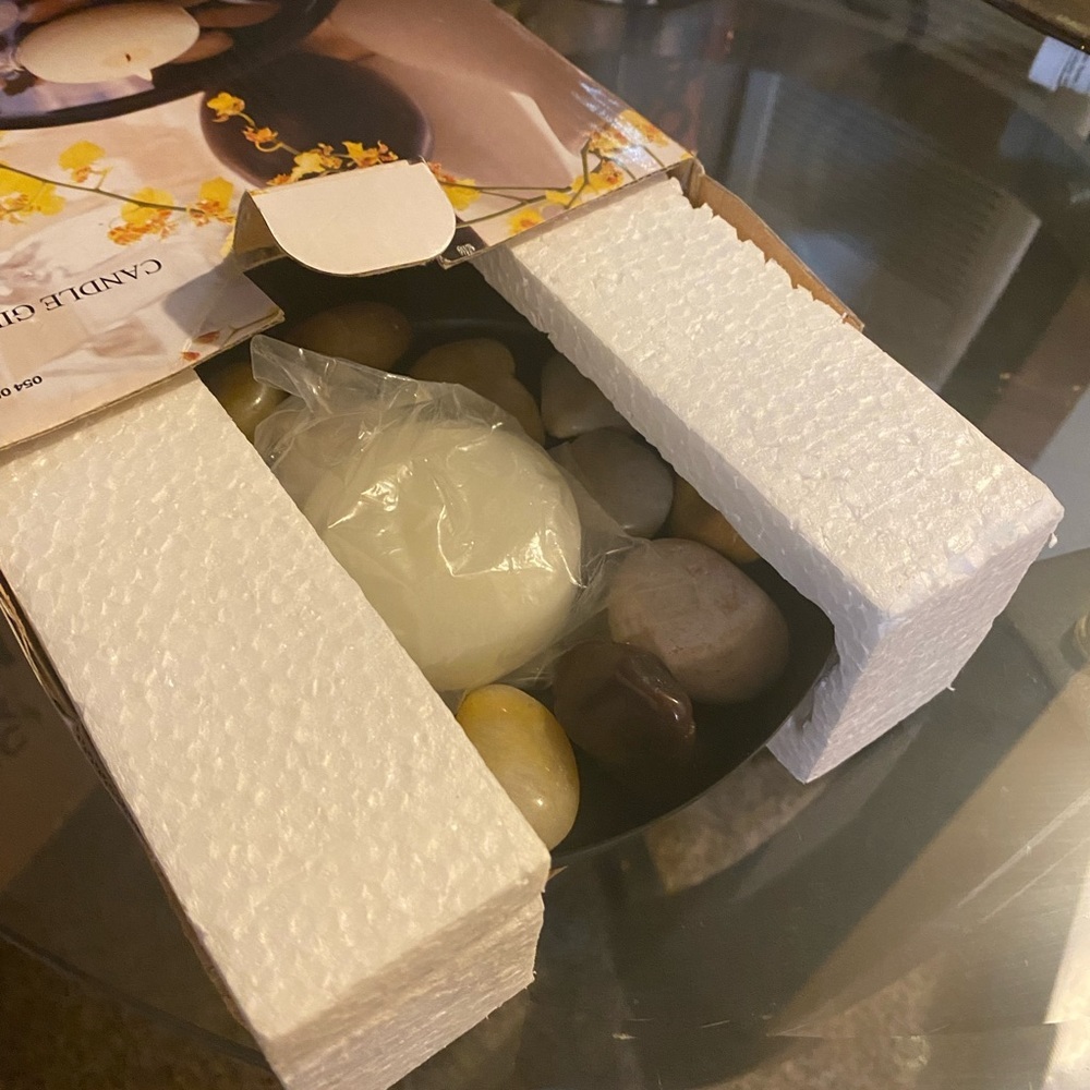 Floating Candle Stone Bowl Gift Set | Zen Spa Decor | Home Accent - Picture 3 of 4